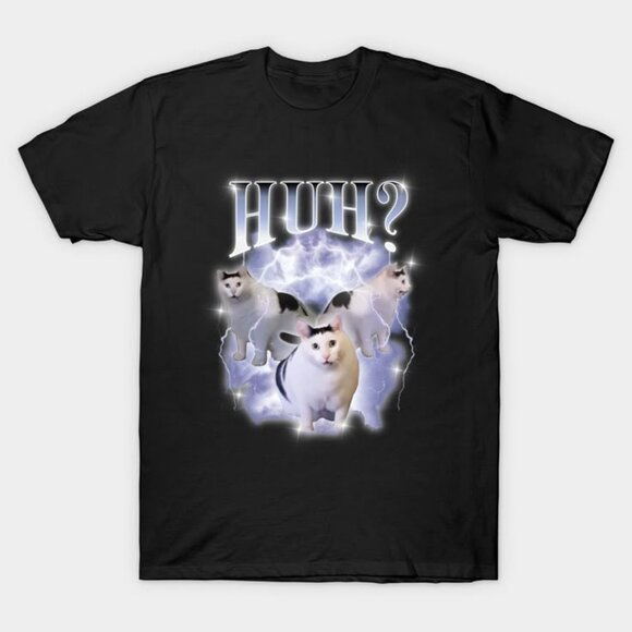 Huh Cat Meme Chunky Ben 90s Bootleg Rap Graphic T-shirt - Picture 1 of 4